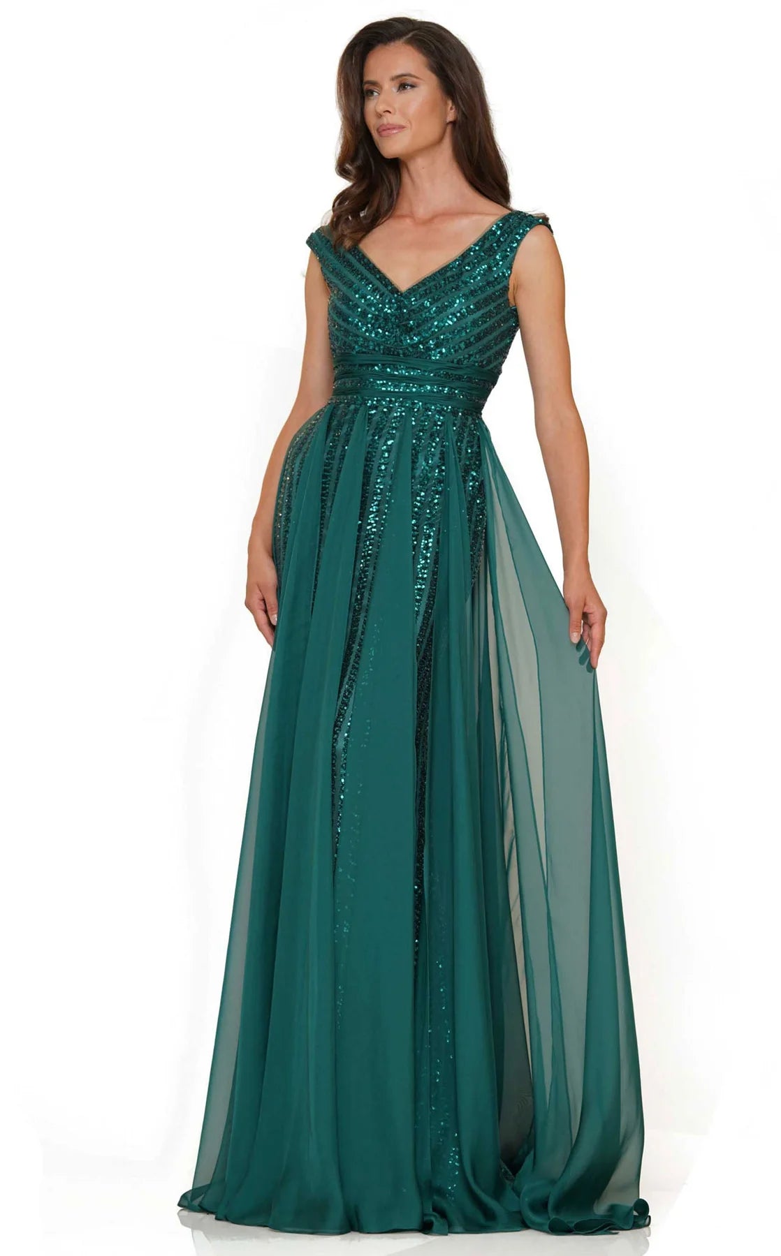 Marsoni M314 Size 18, 24 Green Colors Dress Sequin Mother Of Dress A Line Chiffon Formal Evening Gown