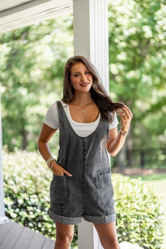 Summer Dreaming Charcoal Denim Romper