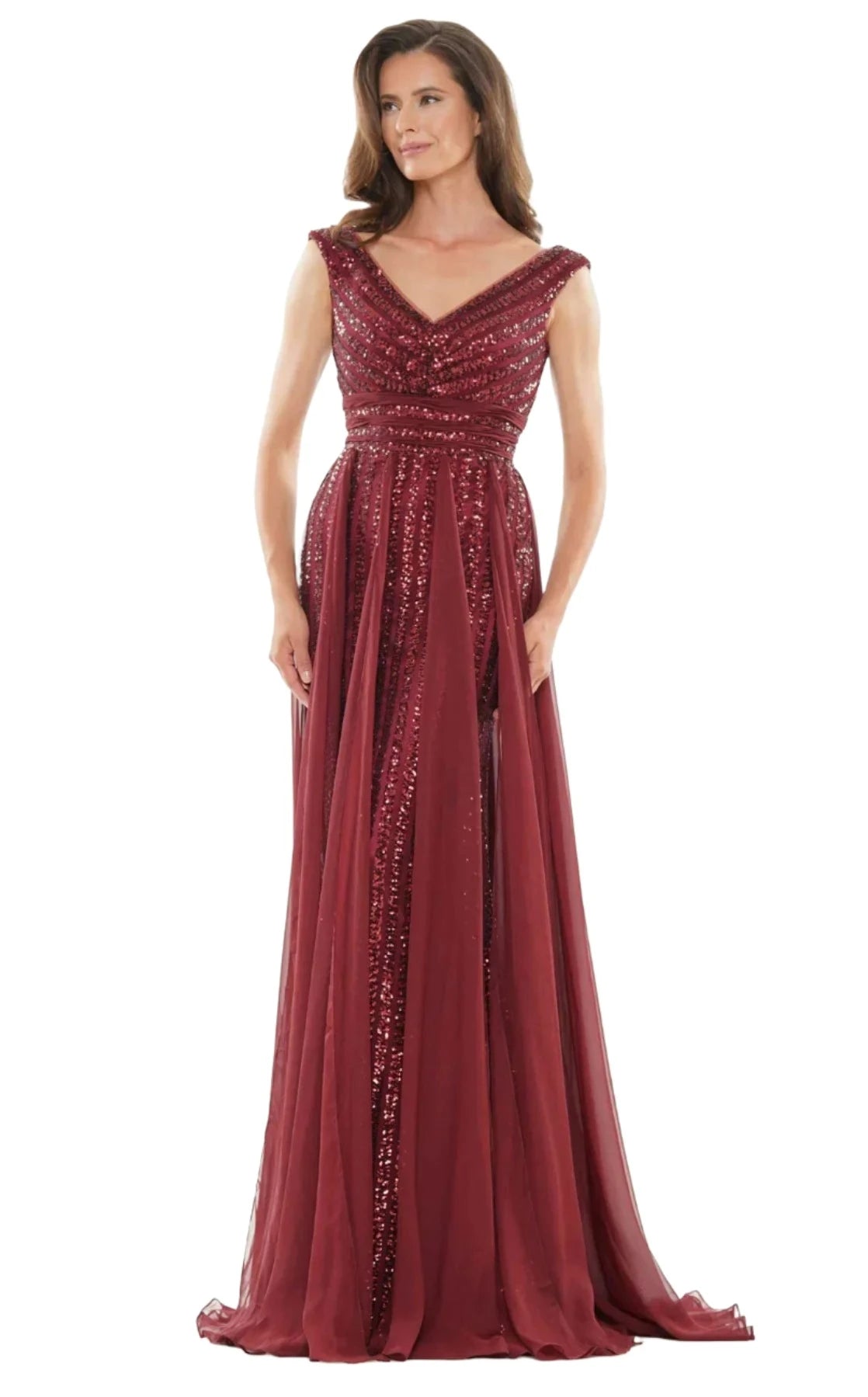 Marsoni M314 Size 6,10,14,18,22 Wine Colors Dress Sequin Mother Of Dress A Line Chiffon Formal Evening Gown