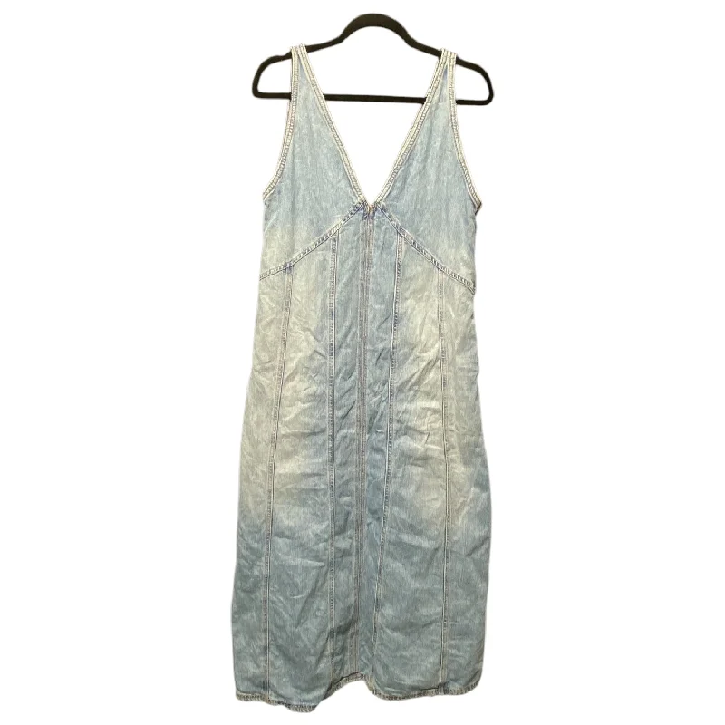 Dress Casual Midi By Zara In Blue Denim, Size: L