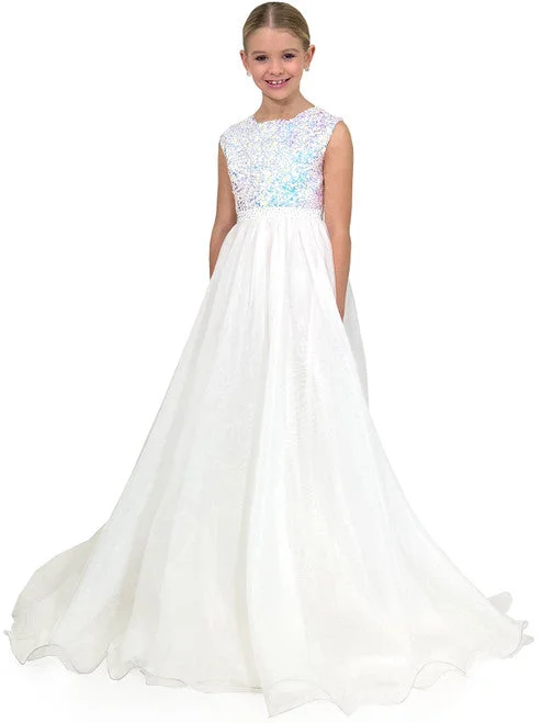 Marc Defang 5009 Long A Line Sequin Girls Ball Gown Pageant Dress Chiffon Kids