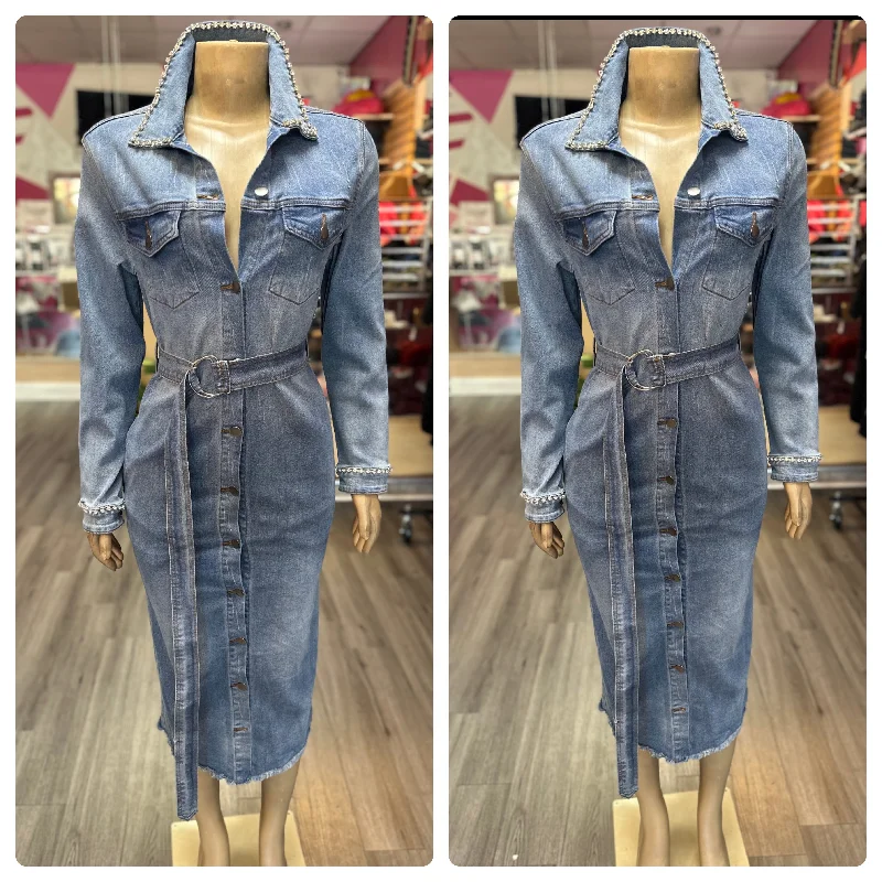 Denim Rhinestone Dress