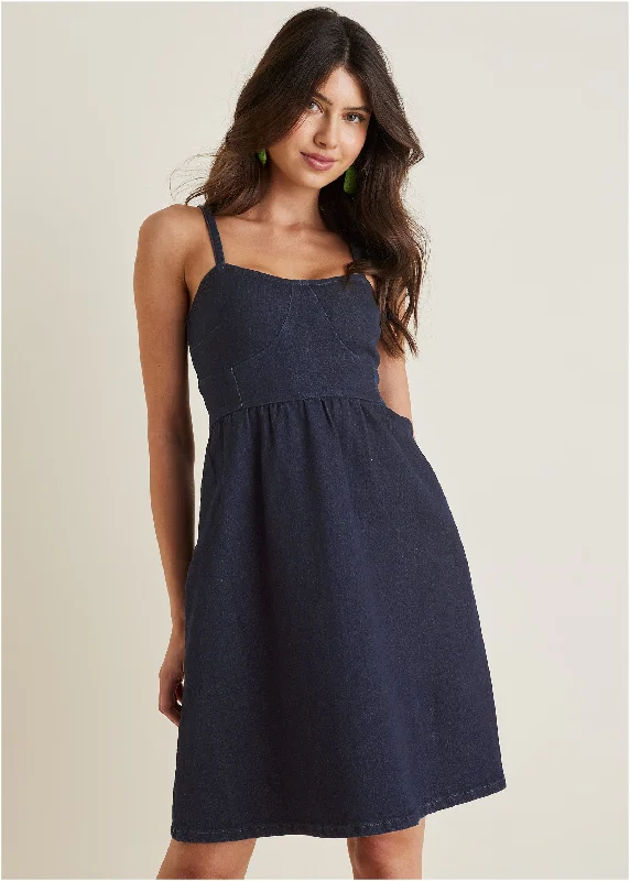 Denim A-Line Dress - Dark Wash