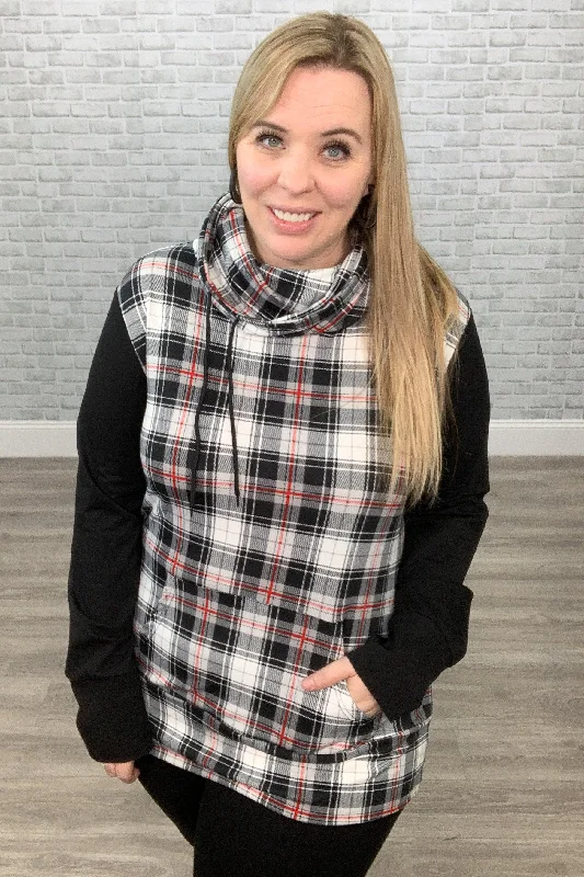 "Tangled Up in Plaid" Funnel Neck Sweatshirt