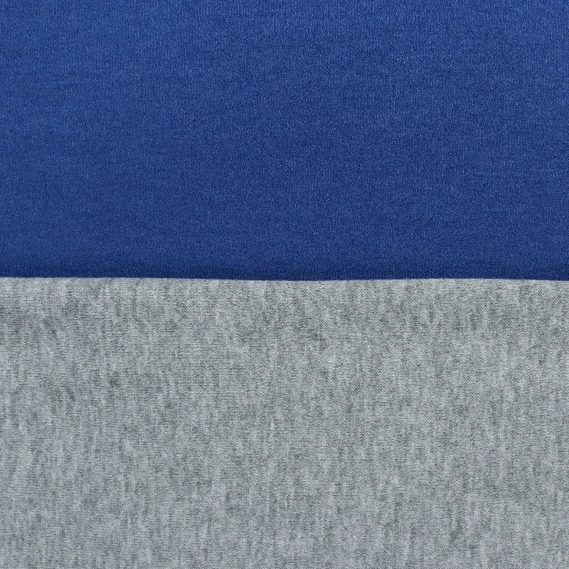 Double Face Jersey Knit - Blue + Grey