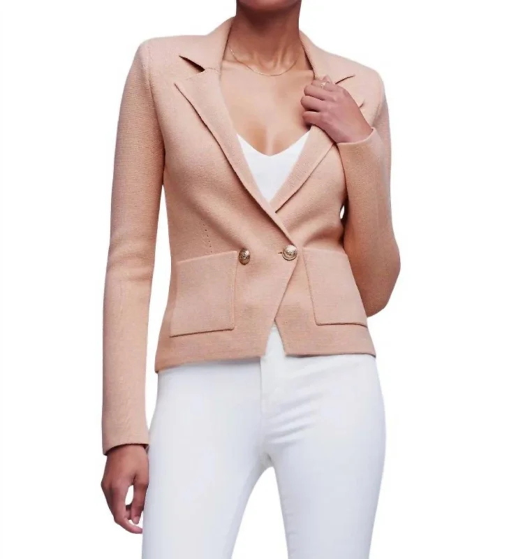 Sofia Knit Blazer In Neutral Pink