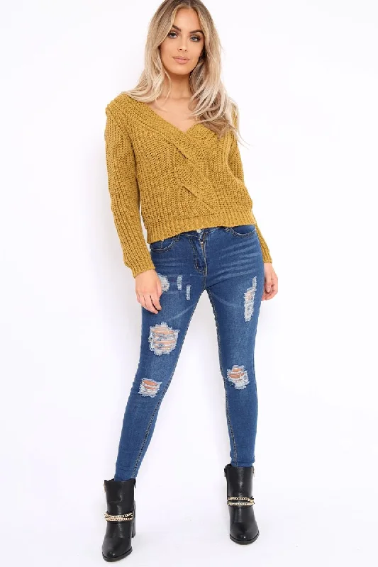 Mustard Chunky Twist Knit Jumper - Loren