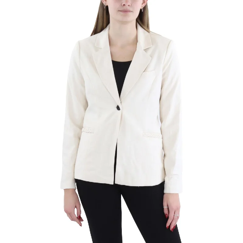 Womens Braided Trm Workwear One-Button Blazer