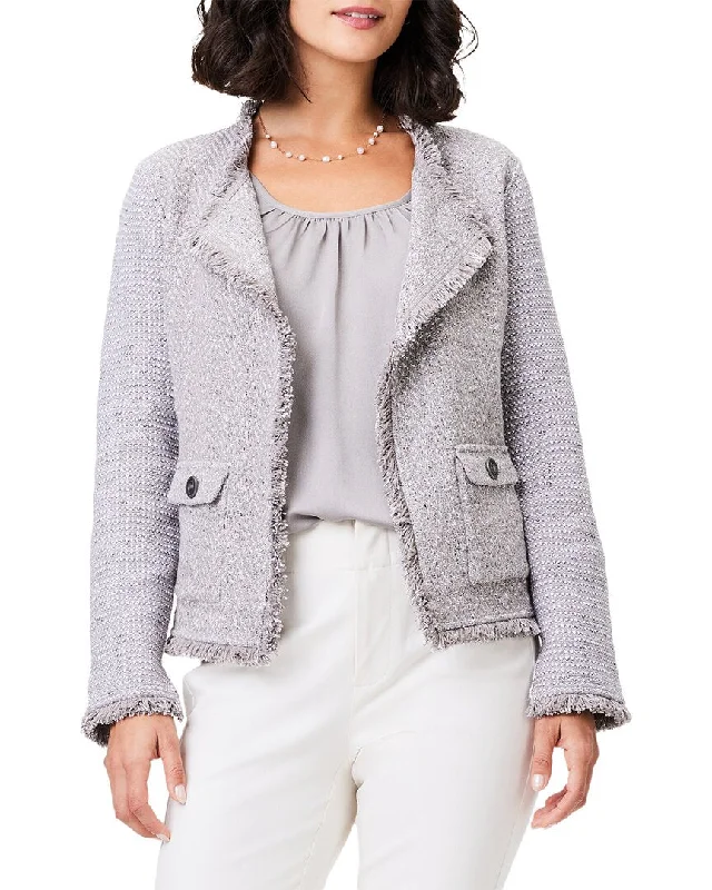 NIC+ZOE Petite Fringe Mix Knit Pocket Jacket