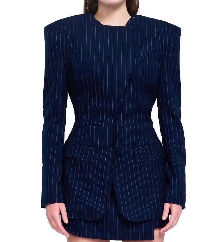 Pinstripe Blazer In Navy