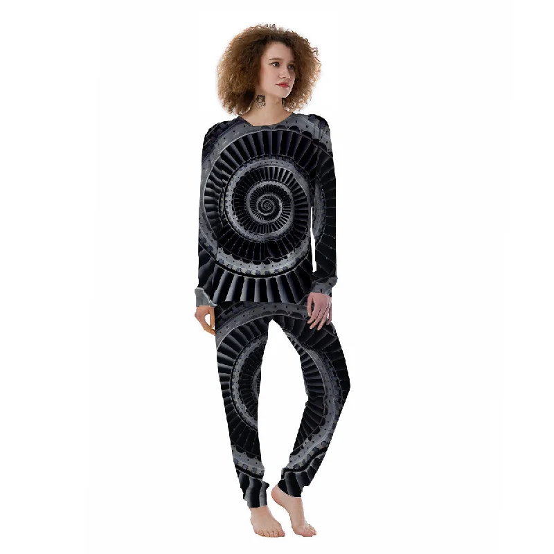 Metal Spiral Dark Navy Print Women's Pajamas