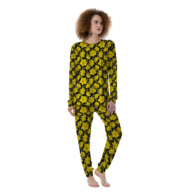 Mimosa And Daffodil Print Pattern Women's Pajamas