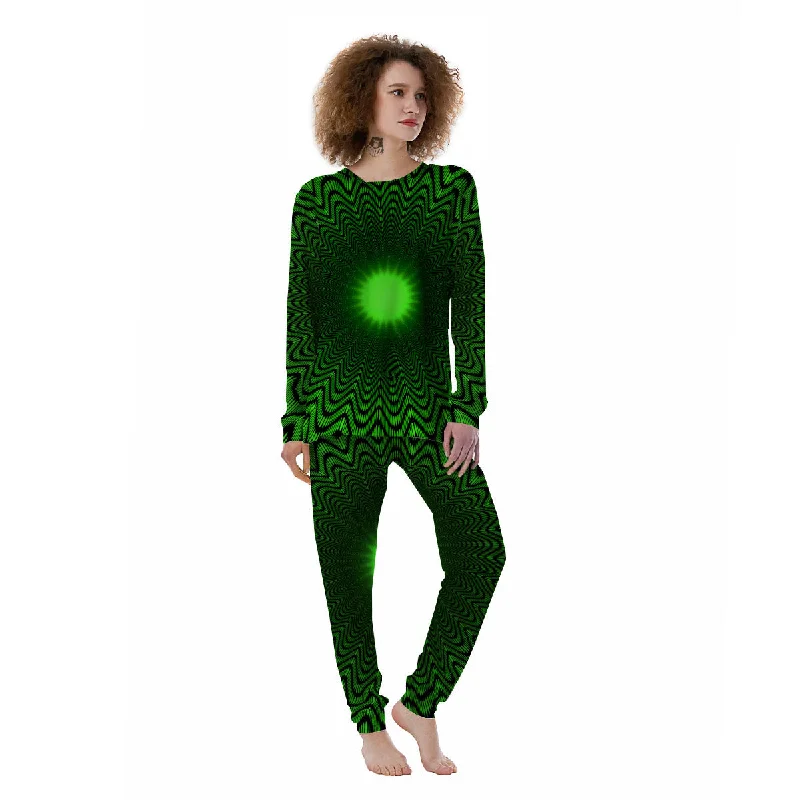 Moving Illusion Optical Green Dizzy Women's Pajamas