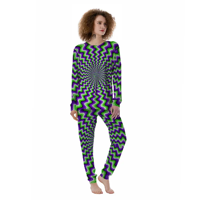 Moving Illusion Optical Green Explosion Women's Pajamas