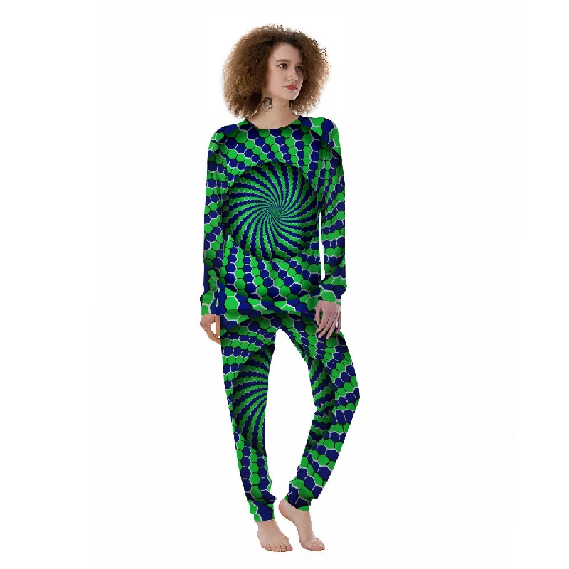 Moving Illusion Optical Green Hive Women's Pajamas