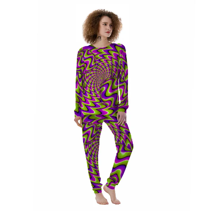 Moving Optical Illusion Green Twisted Women's Pajamas