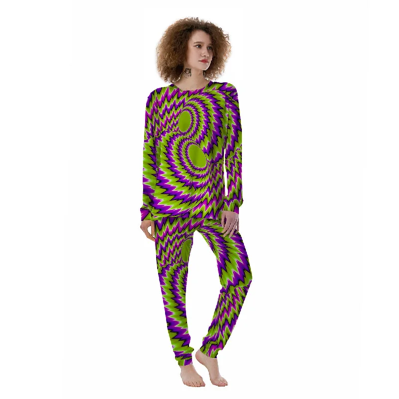 Moving Optical Illusion Green Vortex Women's Pajamas