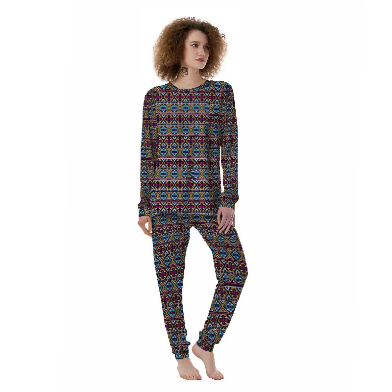 Navajo Geometric Ethnic Print Pattern Women's Pajamas