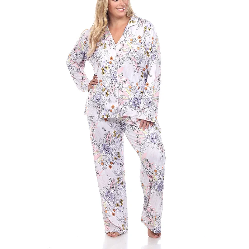 Plus Size Long Sleeve Floral Pajama Set