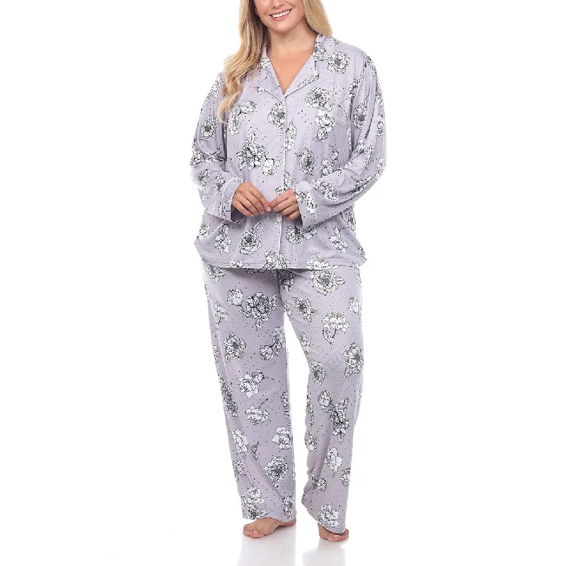 Plus Size Long Sleeve Floral Pajama Set