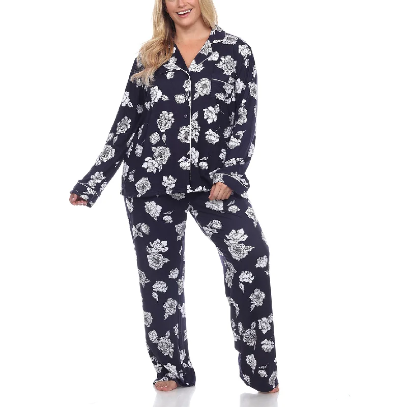 Plus Size Long Sleeve Floral Pajama Set