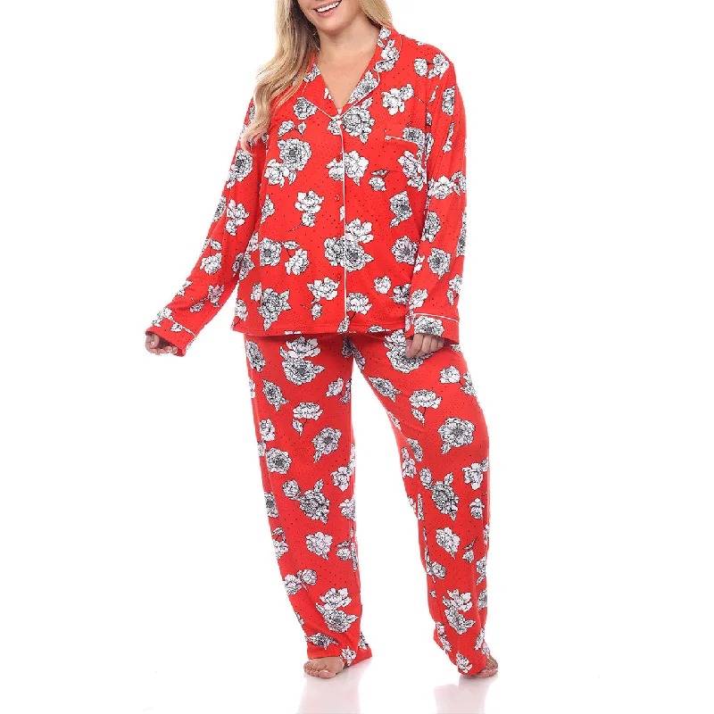 Plus Size Long Sleeve Floral Pajama Set