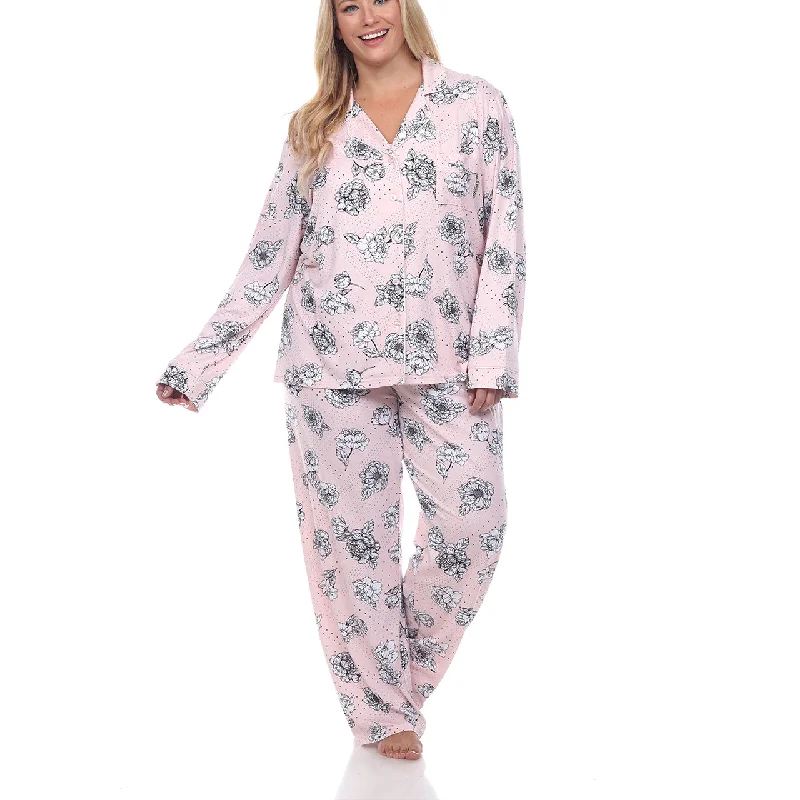 Plus Size Long Sleeve Floral Pajama Set