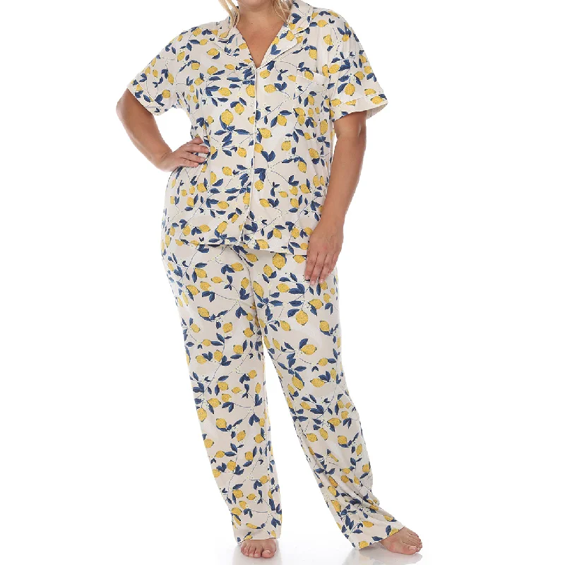 Plus Size Tropical Print Pajama Set