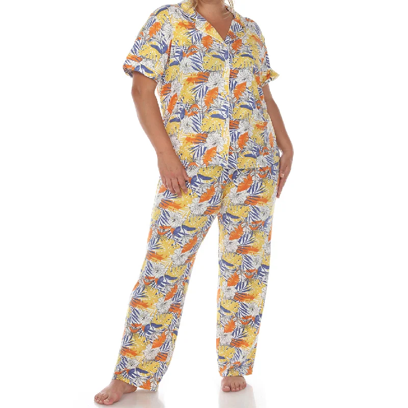 Plus Size Tropical Print Pajama Set