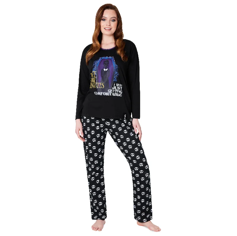 Wednesday Ladies Pyjamas Set - Black/Skull