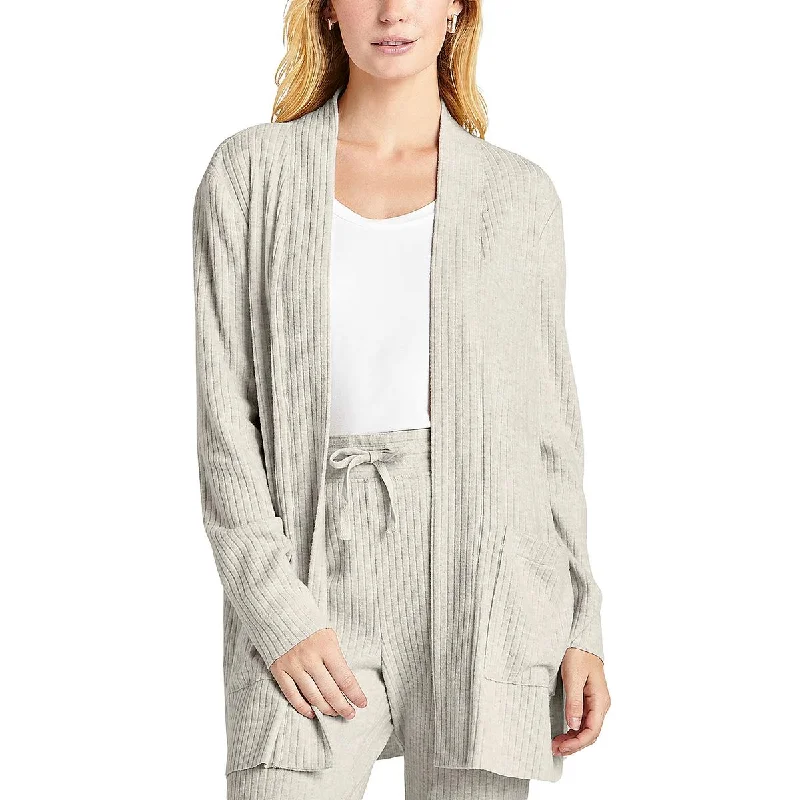 London Womens Open Front Ribbed Knit Cardigan Sweater