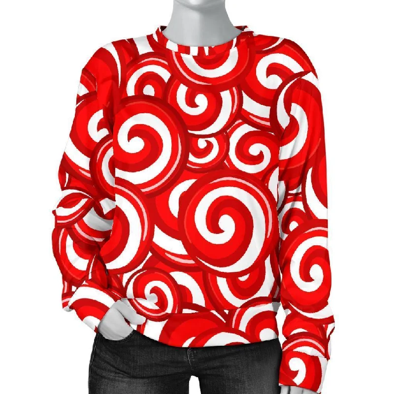 Candy Cane Pattern Print Women's Sweatshirt