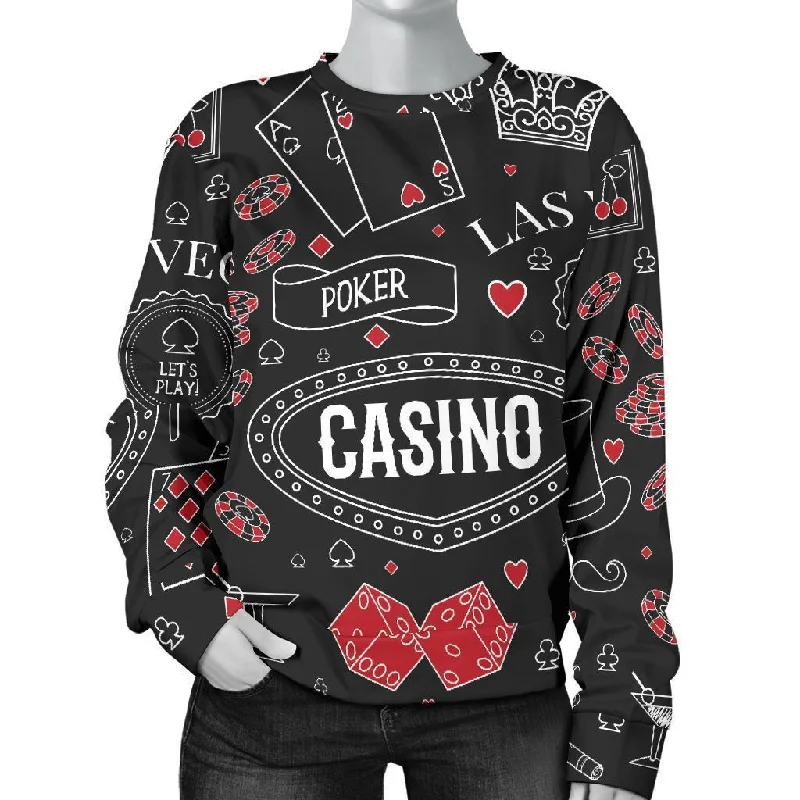 Casino Poker Pattern Print Women's Sweatshirt