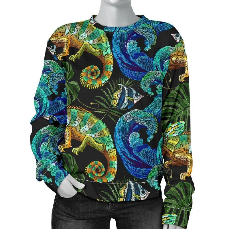 Chameleon Pattern Print Women's Sweatshirt