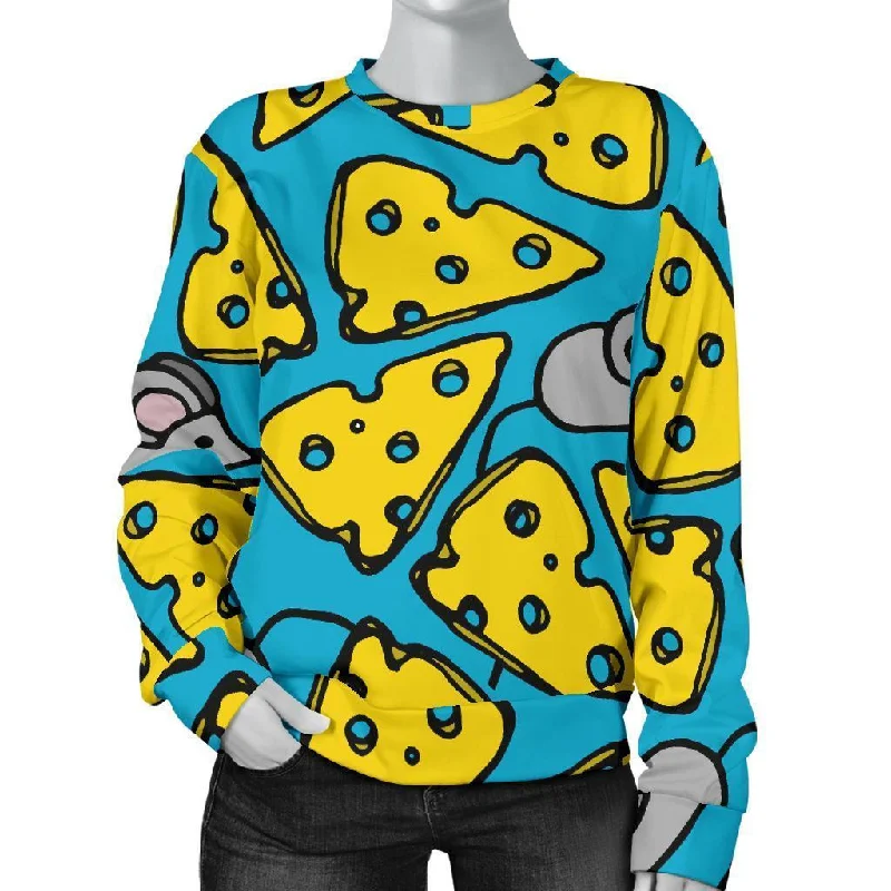 Cheese Mouse Pattern Print Women's Sweatshirt