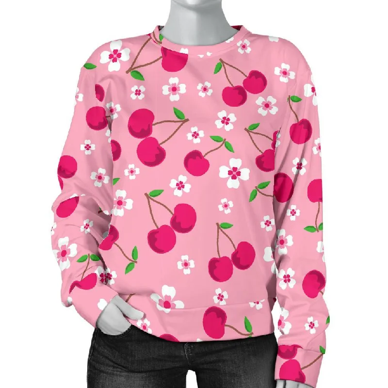 Cherry Floral Pattern Print Women's Sweatshirt