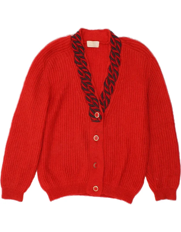 VINTAGE Womens Cardigan Sweater UK 16 Large Red Mohair