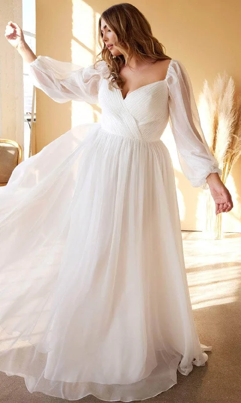 Cinderella Divine CD243WC - Sheer Long Sleeve Wedding Gown