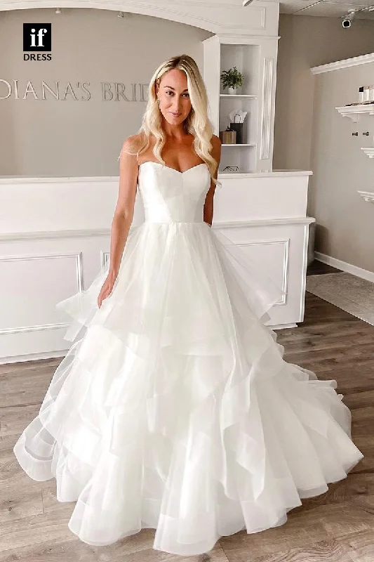 31652 - Trendy A-Line Off-Shoulder Sweetheart Tulle Wedding Dress