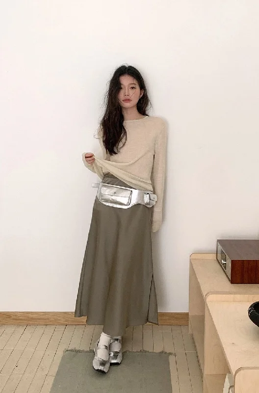 Luna Satin Bias Cut Midaxi Skirt