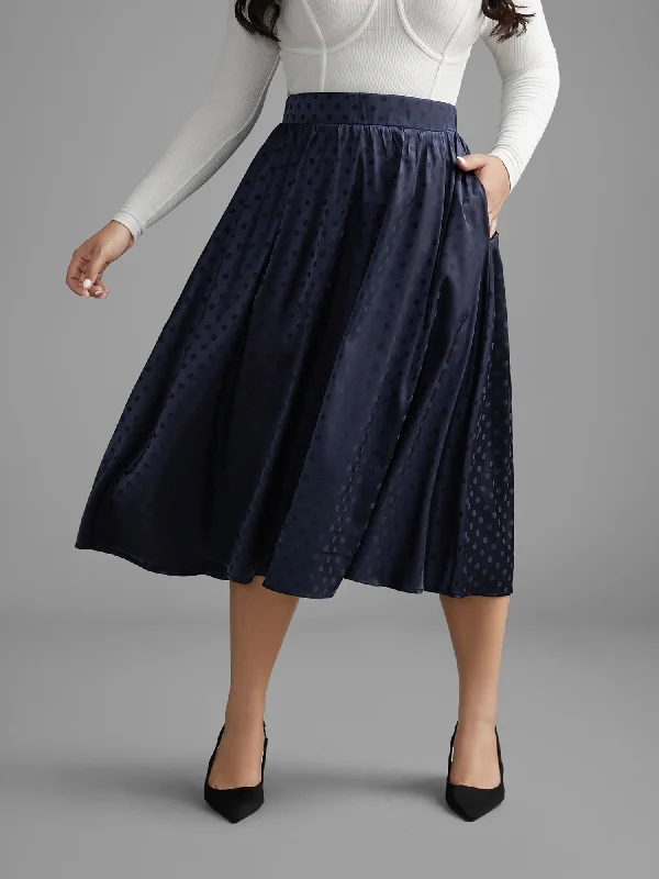 Polka Dot Elastic Waist Pocket Skirt