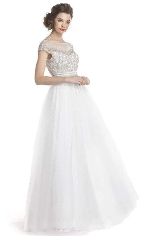 Aspeed Design - L1513 Cap Sleeve Bejeweled Long Dress