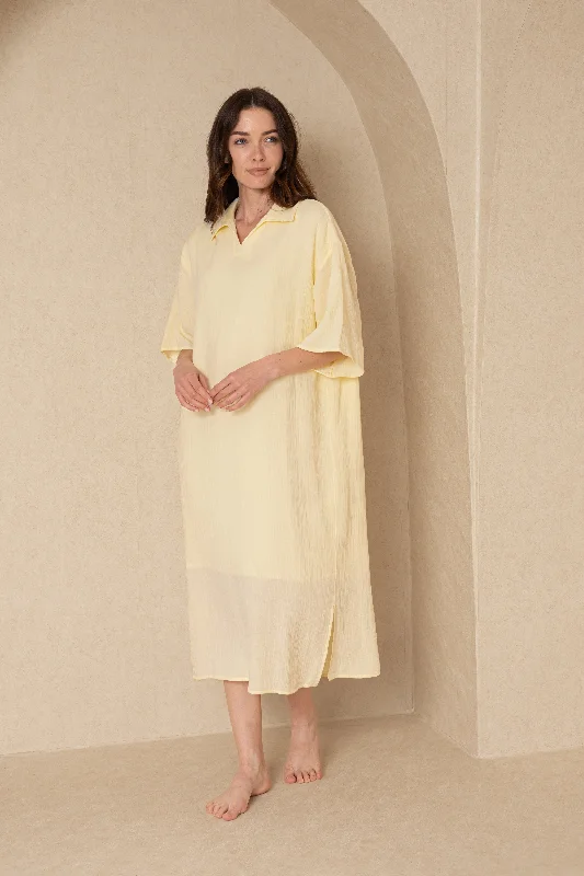 Pale Yellow Gauze Maxi Dress