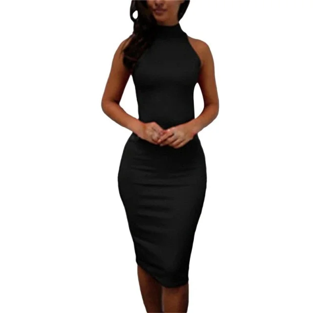 Sexy Slim Party Short Sleeve O-neck Midi Dress