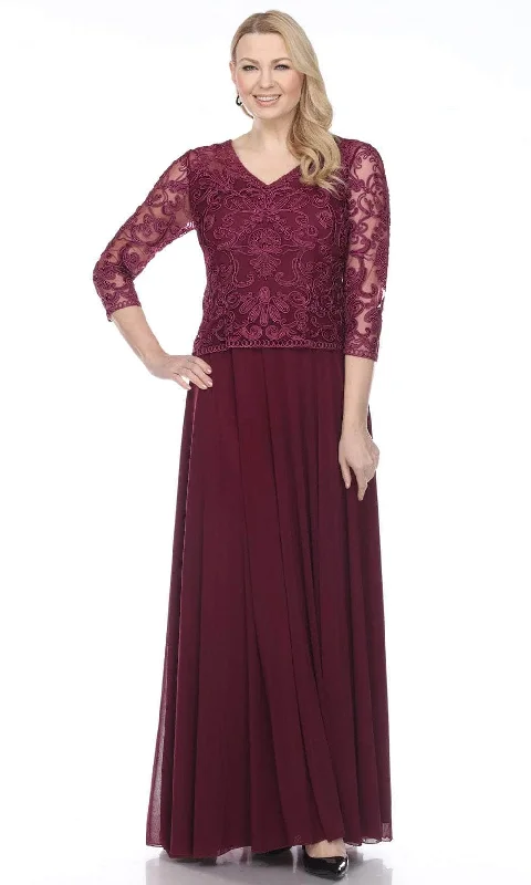 Soulmates 1901 - V-Neck Quarter Sleeve Long Dress