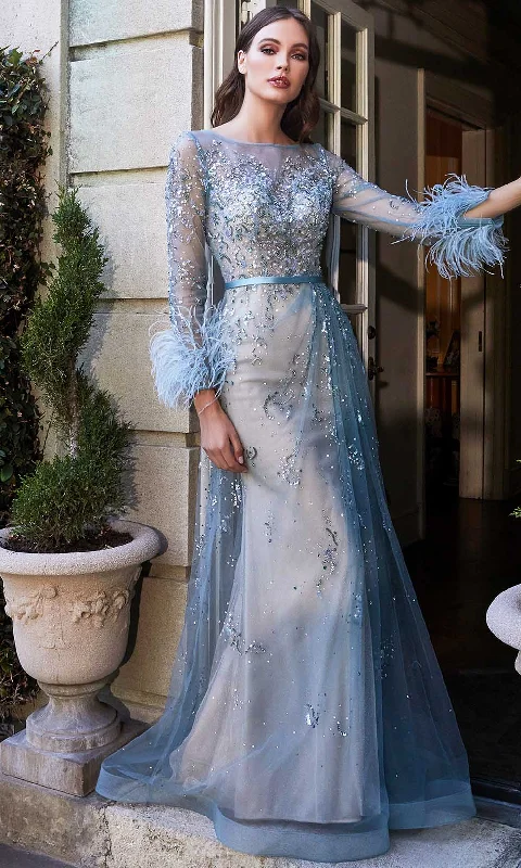 Cinderella Divine - Long Sleeve Tulle Evening Gown B716 - 1 pc Sea Mist In Size 12 Available