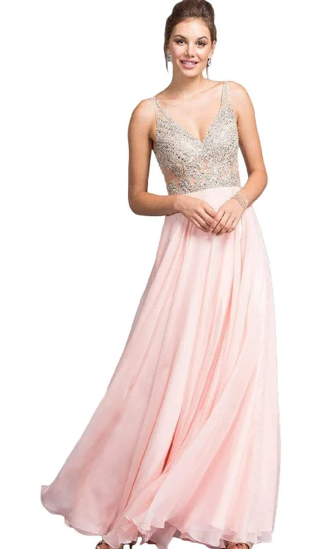 Trevi Collection - Beaded Bodice A-Line Gown L2055