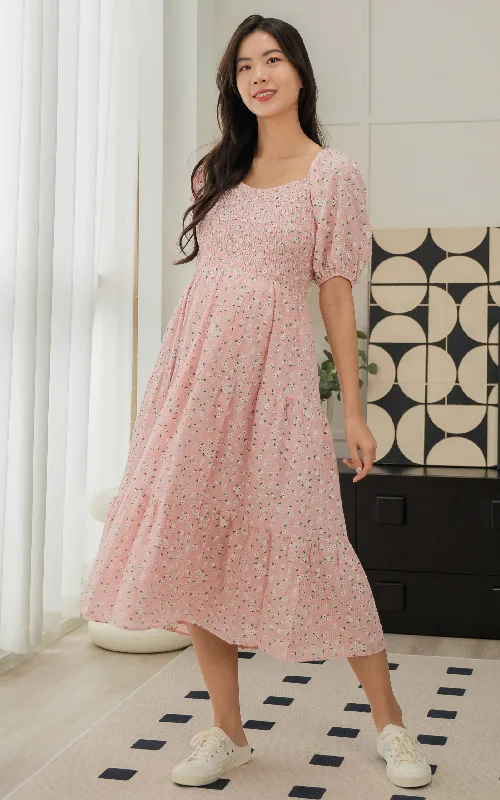 Ada Floral Nursing Dress in Pink