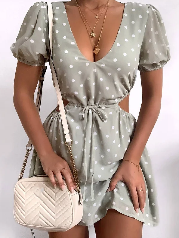 Women's Sexy Slim V-neck Floral Print Dress