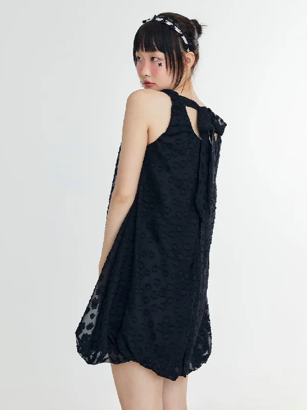 [ADOREBELLE] SS 24 LOGO OPEN BACK DRESS - BLACK